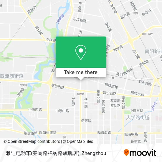 雅迪电动车(秦岭路棉纺路旗舰店) map