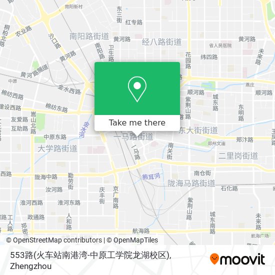 553路(火车站南港湾-中原工学院龙湖校区) map