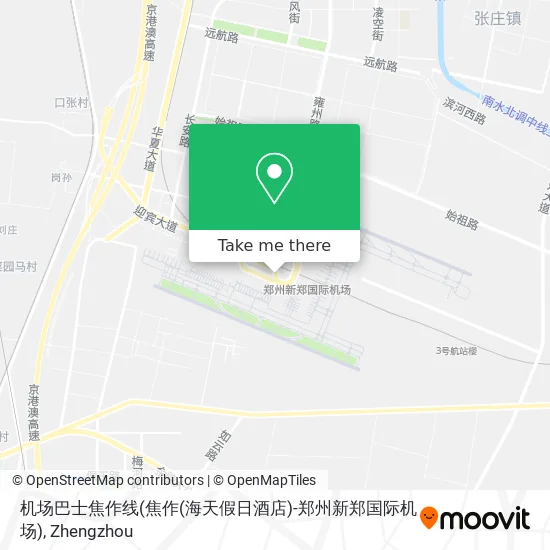 机场巴士焦作线(焦作(海天假日酒店)-郑州新郑国际机场) map
