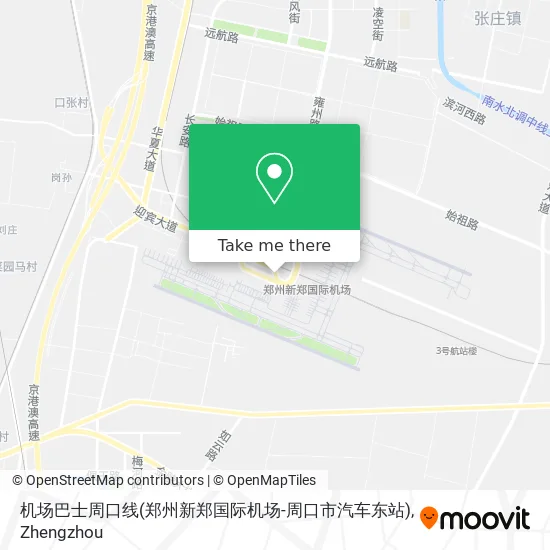 机场巴士周口线(郑州新郑国际机场-周口市汽车东站) map