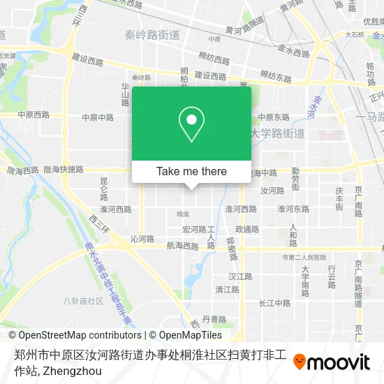 郑州市中原区汝河路街道办事处桐淮社区扫黄打非工作站 map