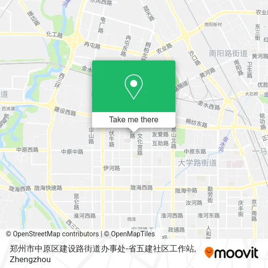 郑州市中原区建设路街道办事处-省五建社区工作站 map