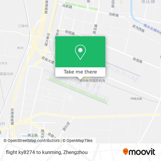 flight ky8274 to kunming map