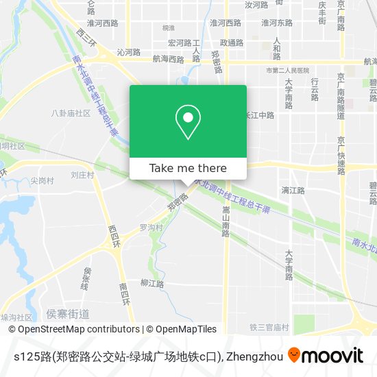 s125路(郑密路公交站-绿城广场地铁c口) map