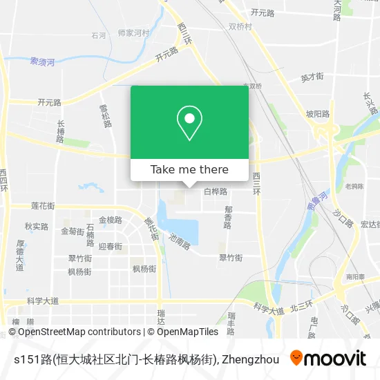 s151路(恒大城社区北门-长椿路枫杨街) map