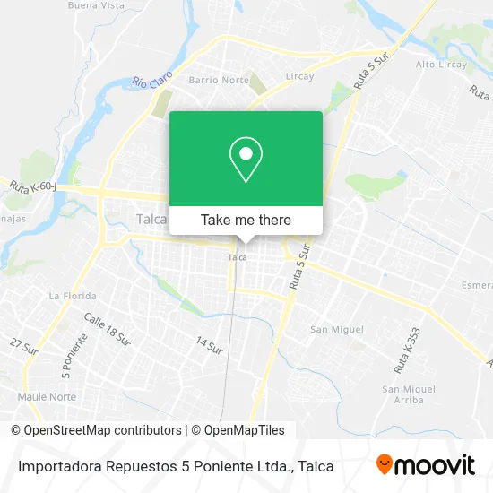 Importadora Repuestos 5 Poniente Ltda. map