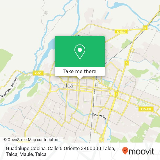 Mapa de Guadalupe Cocina, Calle 6 Oriente 3460000 Talca, Talca, Maule