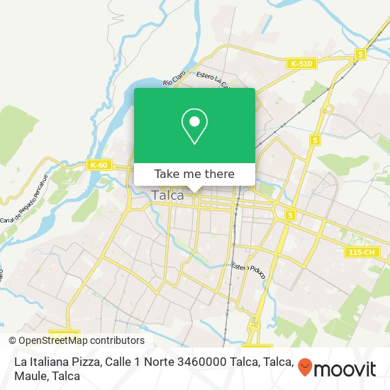 Mapa de La Italiana Pizza, Calle 1 Norte 3460000 Talca, Talca, Maule