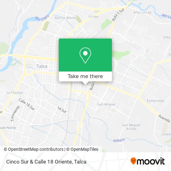 Cinco Sur & Calle 18 Oriente map
