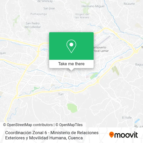 Coordinación Zonal 6 - Ministerio de Relaciones Exteriores y Movilidad Humana map