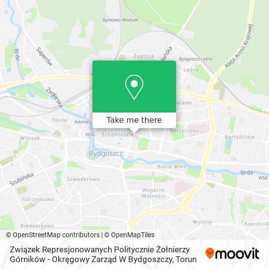 Карта Związek Represjonowanych Politycznie Żołnierzy Górników - Okręgowy Zarząd W Bydgoszczy