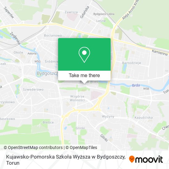 Карта Kujawsko-Pomorska Szkoła Wyższa w Bydgoszczy