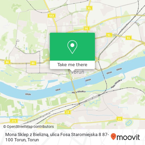 Карта Mona Sklep z Bielizną, ulica Fosa Staromiejska 8 87-100 Torun