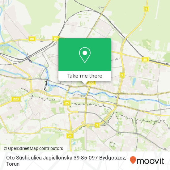 Карта Oto Sushi, ulica Jagiellonska 39 85-097 Bydgoszcz