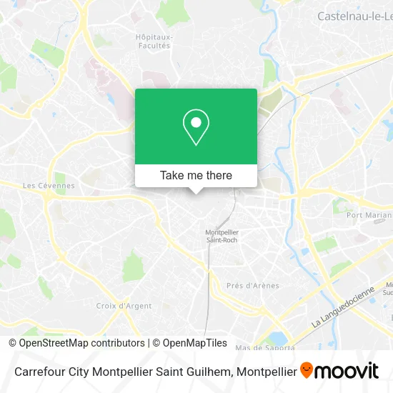 Carrefour City Montpellier Saint Guilhem map