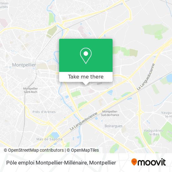 Mapa Pôle emploi Montpellier-Millénaire