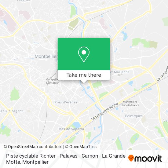 Piste cyclable Richter - Palavas - Carnon - La Grande Motte map