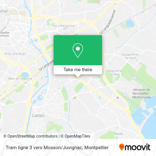 Tram ligne 3 vers Mosson / Juvignac map