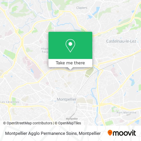 Montpellier Agglo Permanence Soins map