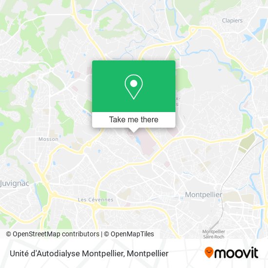 Mapa Unité d'Autodialyse Montpellier