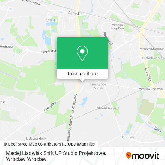 How to get to Maciej Lisowiak Shift UP Studio Projektowe in Muchobór  Wielki, Wrocław by Bus, Train or Tram?