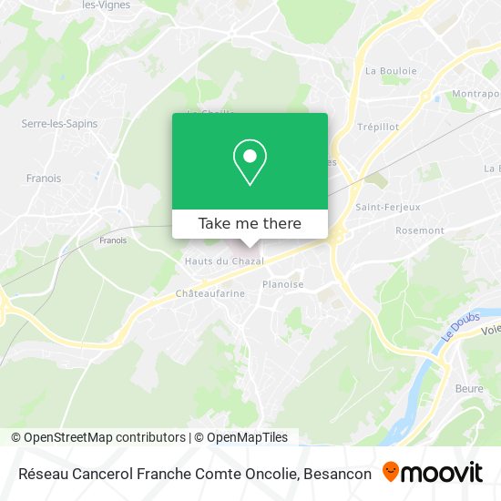 Réseau Cancerol Franche Comte Oncolie map