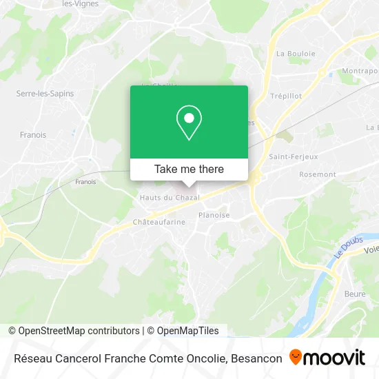 Réseau Cancerol Franche Comte Oncolie map