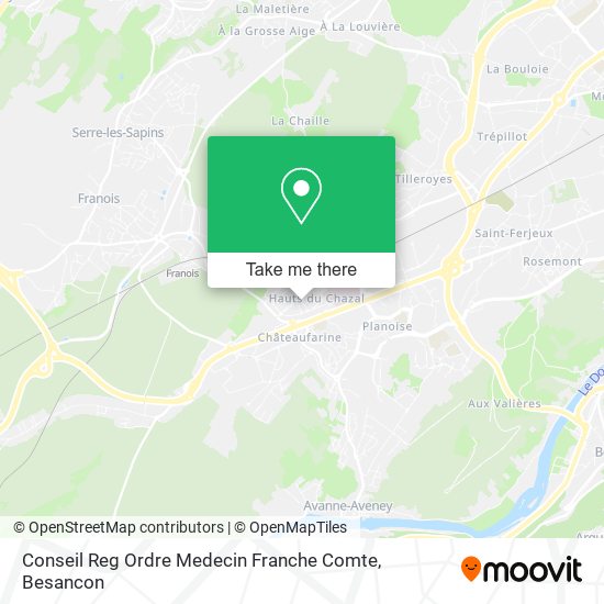 Conseil Reg Ordre Medecin Franche Comte map