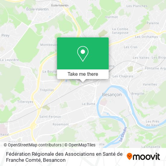 Mapa Fédération Régionale des Associations en Santé de Franche Comté