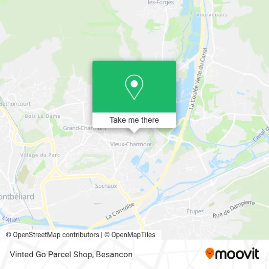 Vinted Go Parcel Shop map