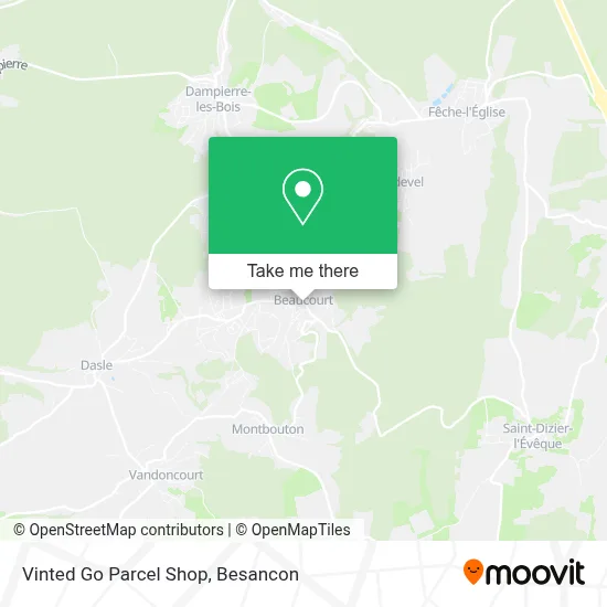 Vinted Go Parcel Shop map