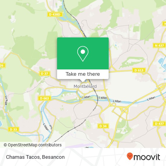 Mapa Chamas Tacos, 9 Avenue du Maréchal de Lattre de Tassigny 25200 Montbéliard