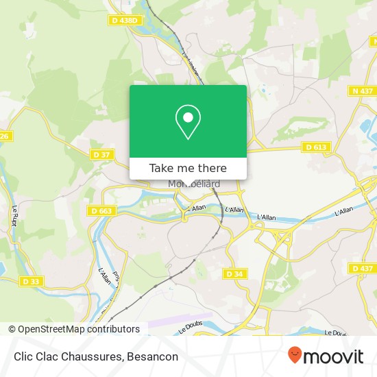 Mapa Clic Clac Chaussures, 9 Rue des Febvres 25200 Montbéliard