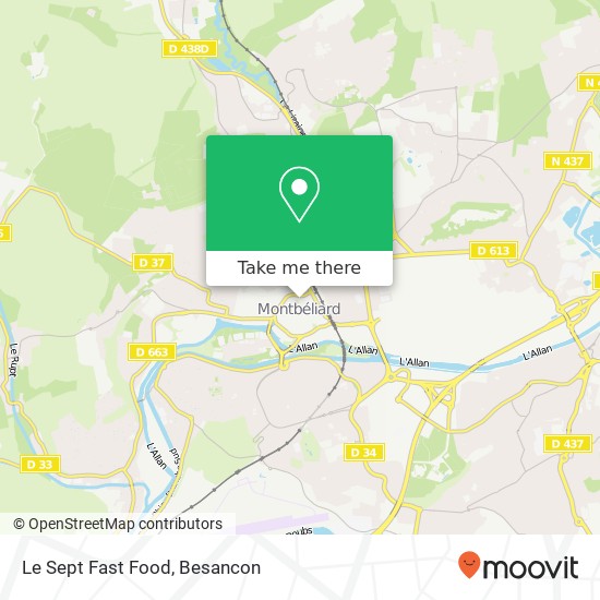 Mapa Le Sept Fast Food, 5 Rue du Général Leclerc 25200 Montbéliard