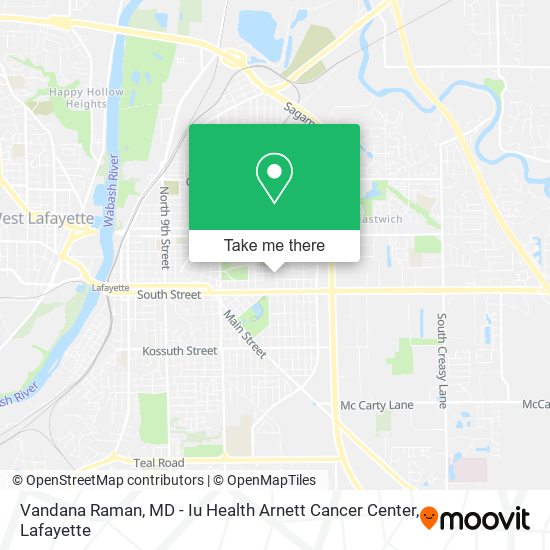 Mapa de Vandana Raman, MD - Iu Health Arnett Cancer Center
