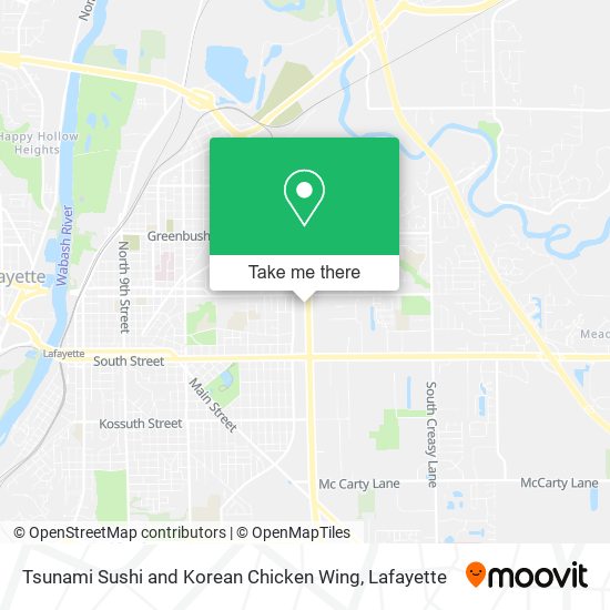 Tsunami Sushi and Korean Chicken Wing map