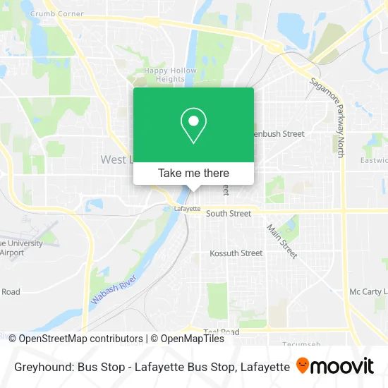Mapa de Greyhound: Bus Stop - Lafayette Bus Stop