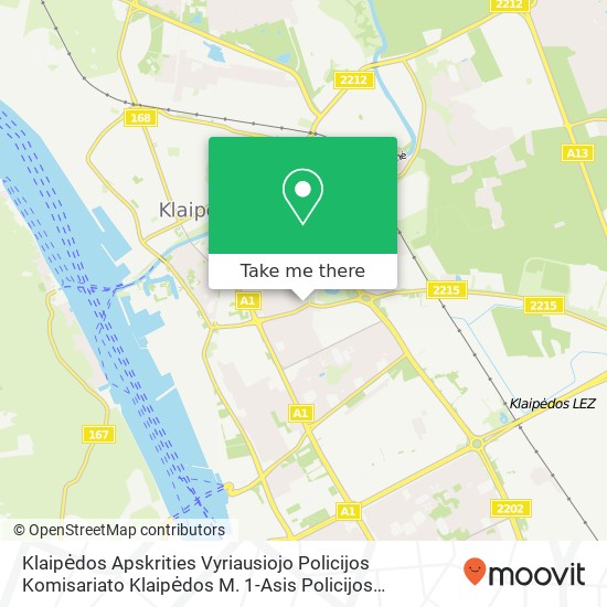 Карта Klaipėdos Apskrities Vyriausiojo Policijos Komisariato Klaipėdos M. 1-Asis Policijos Komisariatas