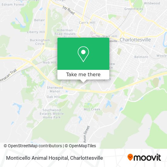 How to get to Monticello Animal Hospital in Charlottesville by Bus?