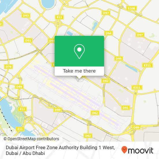 Dubai Airport Free Zone Authority Building 1 West map