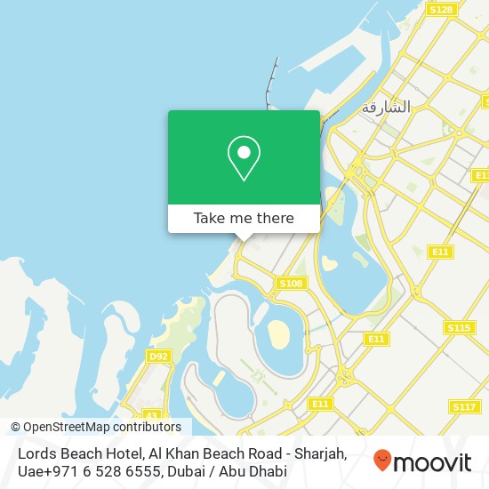 Lords Beach Hotel, Al Khan Beach Road - Sharjah, Uae+971 6 528 6555 map