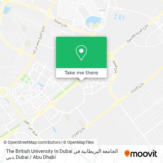 The British University In Dubai الجامعة البريطانية في دبي map