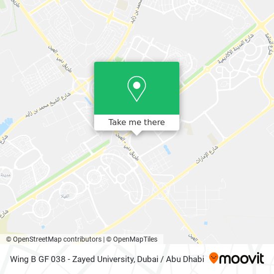 Wing B GF 038 - Zayed University map