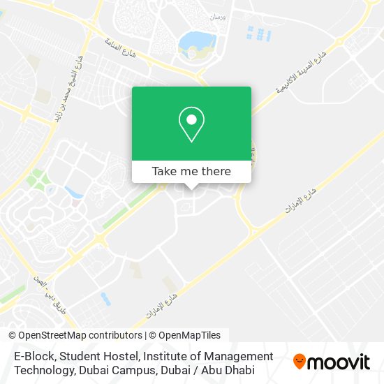 E-Block, Student Hostel, Institute of Management Technology, Dubai Campus map