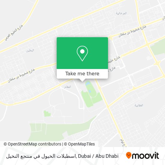 اسطبلات الخيول في منتجع النخيل map