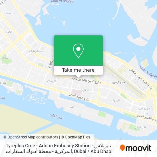 Tyreplus Cme - Adnoc Embassy Station - تايربلاس المركزية - محطة أدنوك السفارات map