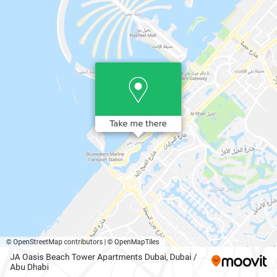 JA Oasis Beach Tower Apartments Dubai map