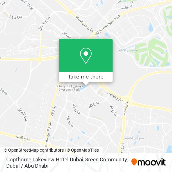 Copthorne Lakeview Hotel Dubai Green Community map