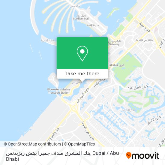 بنك المشرق صدف جميرا بيتش ريزيدنس map