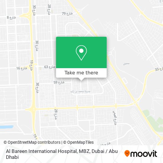 Al Bareen International Hospital, MBZ map